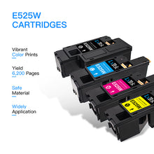Remanufactured Toner Cartridge Replacement for Dell E525W E525 to use with E525W Color Laser Printer, 4 Pack (593-BBJX 593-BBJU 593-BBJV 593-BBJW)